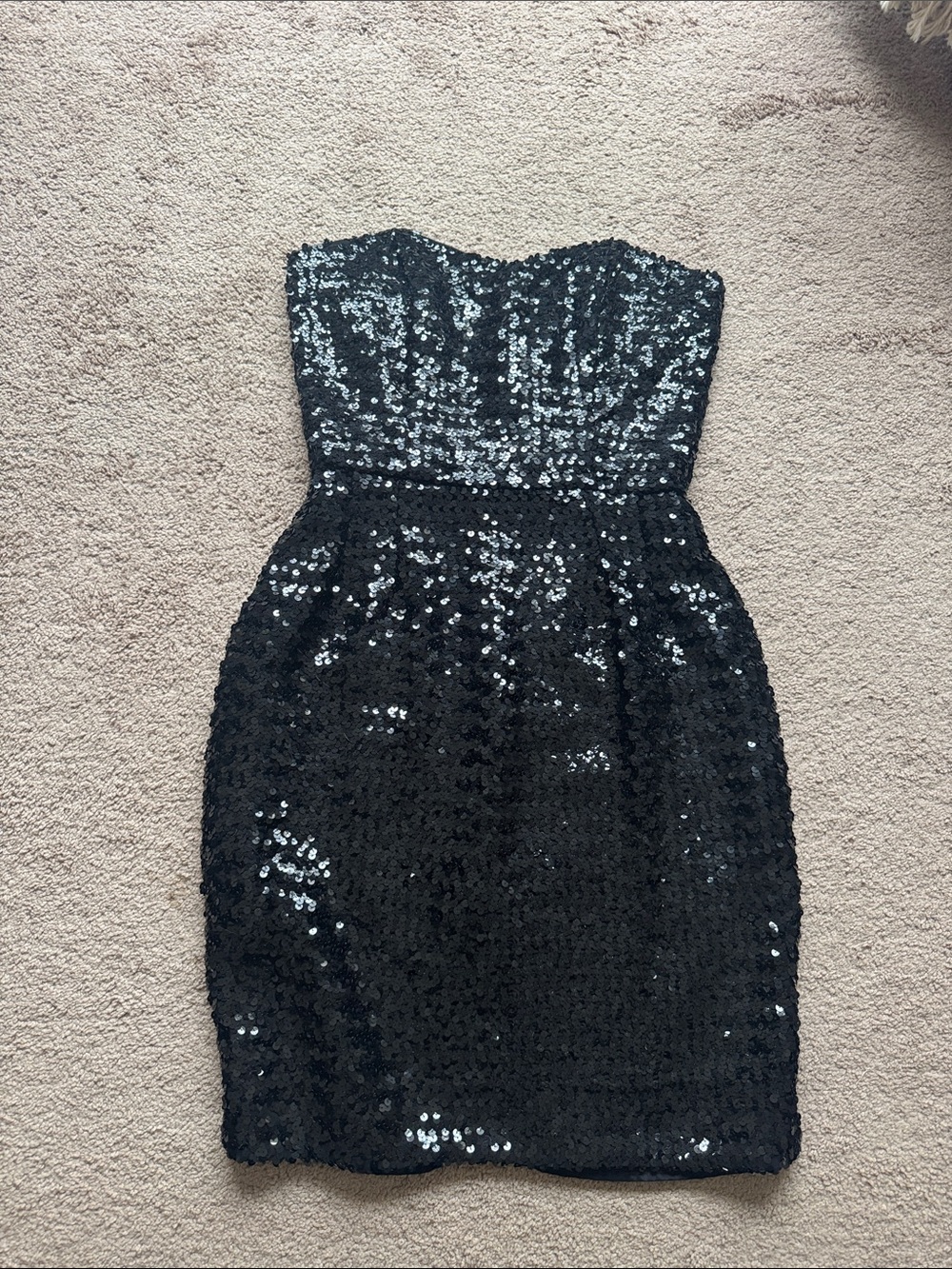 Vintage Strapless Black Sequin Cocktail Dress